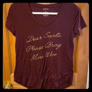 Apt 9- Santa Wine shirt- size M